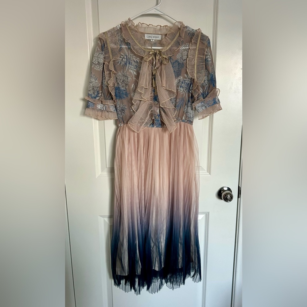 Chicwish Blue and Pink Floral Dress